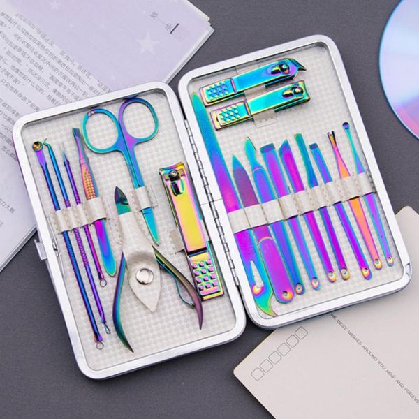 

18pcs/set all complete manicure set professional nail clipper kit of pedicure tools nippers trimmer