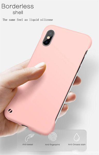 

slim scrub hard pc frameless phone case for iphone 11 6 6s 7 8 plus xr x xs 11 pro max solid matte cover back borderless