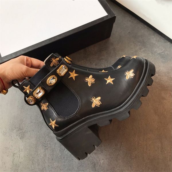 

high luxury women shoes fashion luxury designer women shoes superstars brand boots genuine leather half boots women dress shoes, Black