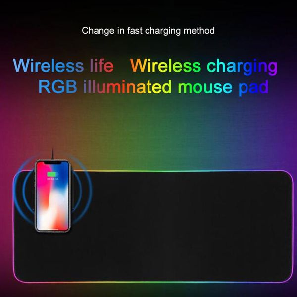 

mouse pads & wrist rests seenda rgb pad gaming mousepad wireless charger 10w fast charging led large mat usb computer keyboard