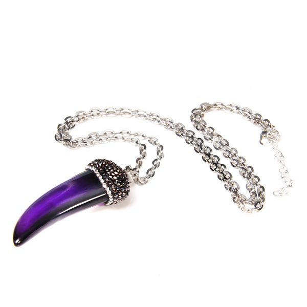 

natural amethysts necklace for women lucky cz pendant collar men fashion silver color stainless steel chain necklaces jewelry