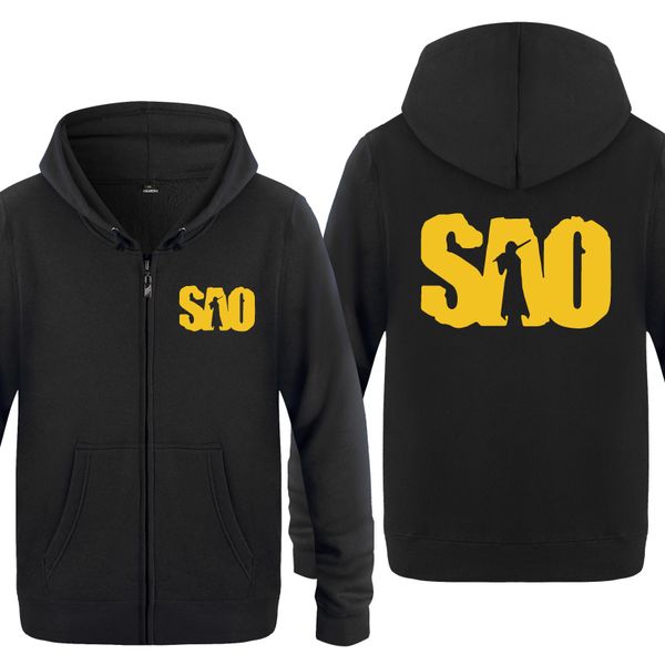 

sword art online sao anime sweatshirts men 2018 mens zipper hooded fleece hoodies cardigans