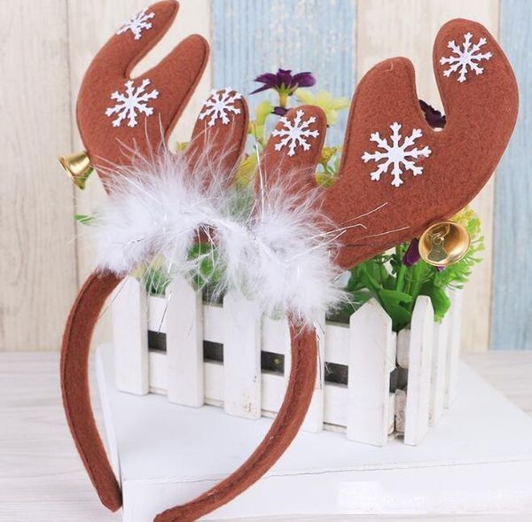 

new christmas ornaments bell feather head band decorations antlers christmas headband party christmas decorations cloth headband gifts