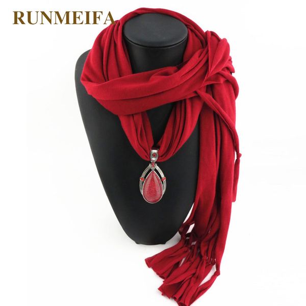

scarves [runmeifa] 2021 brand style arrival charms scarf jewelry pendant necklace, Blue;gray