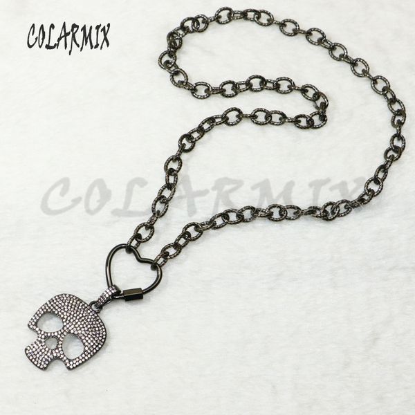 

3pcs zircon skull necklace mix colors skull pendants necklace fashion jewelry for women zircon accessories 50401, Silver