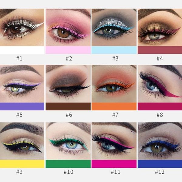 

12 colors matte eyeliner liquid waterproof easy to brown red liner green up color wear matte blue liner eye eyeliner make r7n3