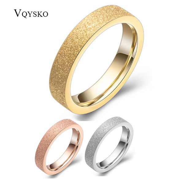 

cute women ring stainless steel gold color rings frosted matte processing fashion jewelry gifts, Slivery;golden