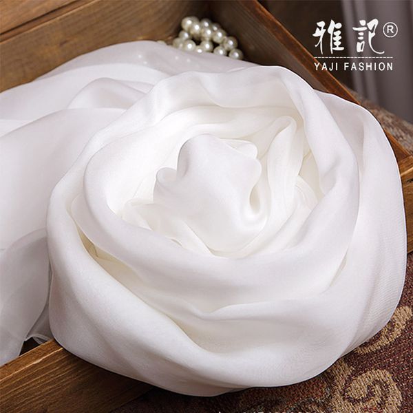 

100% silk scarf women white solid color pure real silk scarf ladies female autumn winter spring summer, Blue;gray