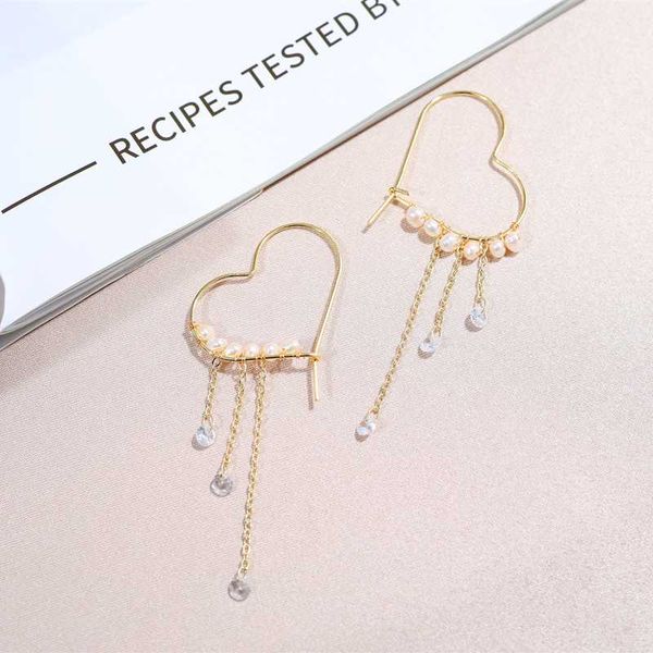 

daimi 3-4mm pearl earrings heart design pearl earrings for women gift, Silver