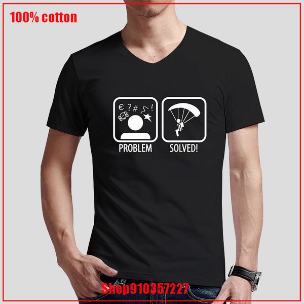 

skydiving problem solved t-shirt v-neck shirt fashion tee shirt new anime style unique cotton shirt summer tees