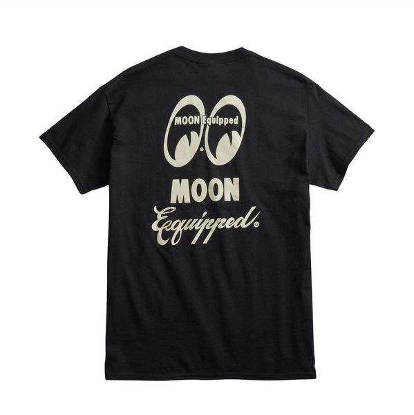

mens mooneyes moon equipped script logo t-shirt black cotton mqt122bk shirts 100% cotton classic