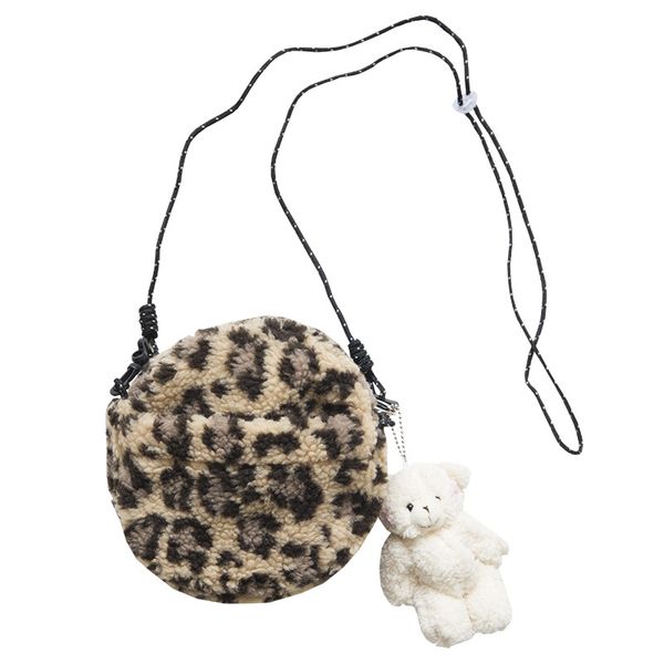 

leopard series crossbody bag 2020 осень новых женщин ретро плюшевые маленький круглый сумка дамы полиэстер плеча способа