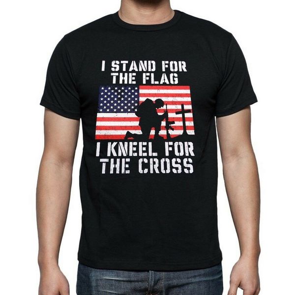 

i stand for the flag i преклонить колени for the cross сша нью-tee t'shirt black gym спортивная топы футболки