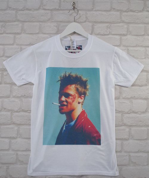 

uptown classics fight club brad pitt cult film white crew neck tee t-shirt summer cool funny t shirt tee plus size