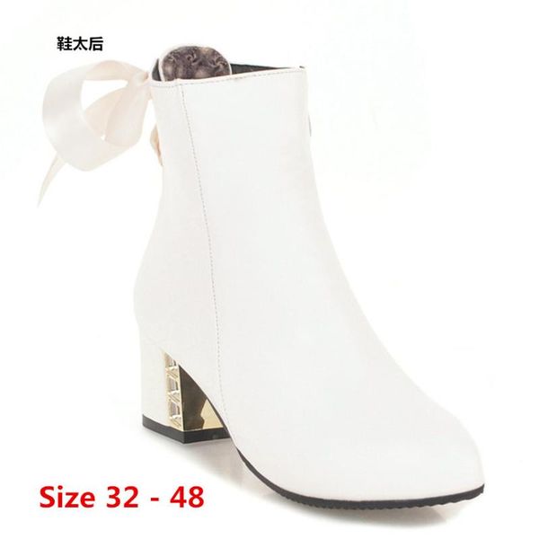 

boots ankle woman high heel heels women shoes spring autumn short booties female small big size 32 - 48, Black