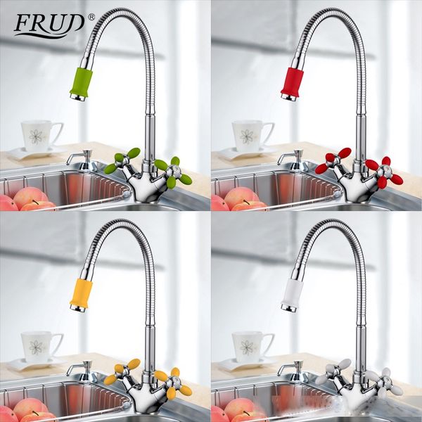 

frud solid kitchen mixer cold and flexible kitchen tap single lever hole water tap kitchen faucet torneira cozinha r43127-6 t200424
