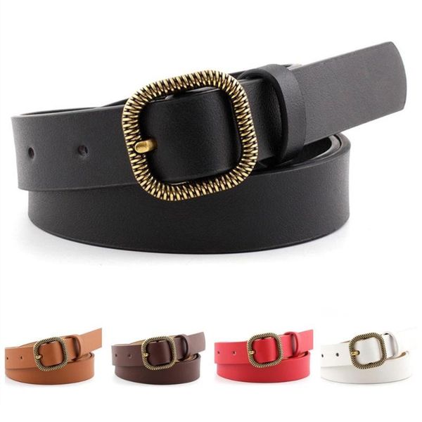 

women stylish square buckle belt ladies jeans dress decor faux leather waistband bltyn20007, Black;brown