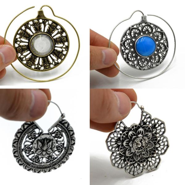 

dangle & chandelier brass copper tribal spiral drop earring weight charming jewelry ear piercing style, Silver