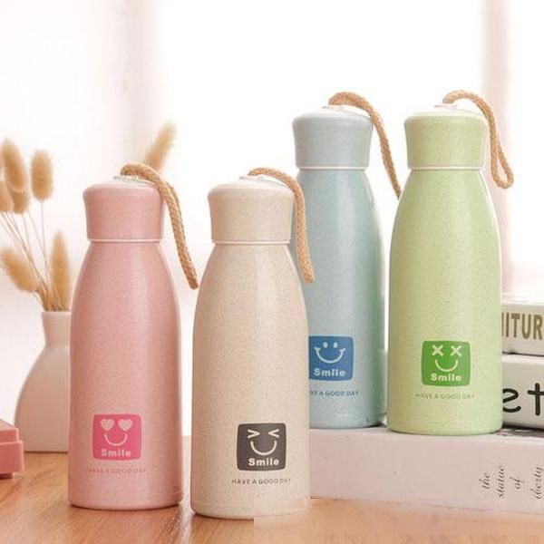 

300ml glasses bottles colorful double layer insulation cups thermoses fashion movement veined student water gift bottles kettles 0030home