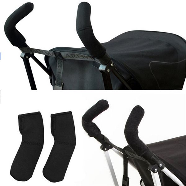 

new 1 pair black neoprene baby stroller grip cover carriages poussette armrests handle protector cover for stroller