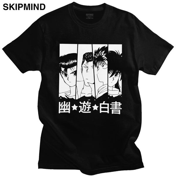 

anime manga yu yu hakusho tshirt short sleeves soft cotton yusuke urameshi tee kazuma kuwabara t-shirt kurama shirts hiei