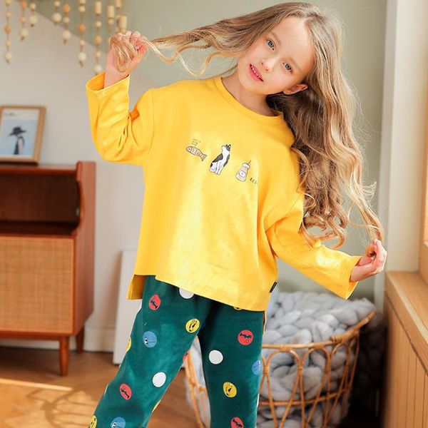 

children pajama set kids pajamas for girls nightwear toddler cartoon cotton sleepwear new spring soft baby girl night suit, Blue;red