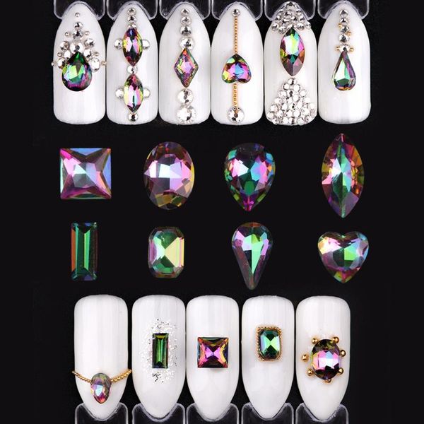 

10pcs crystal ab rhinestones for nails flame retro designs water drop 3d nail art decorations nail charms diamond set sa649, Silver;gold