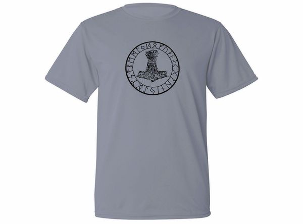 

2019 new fashion norse mythology thor hammer sweat proof fabric gray t shirt tee shirt