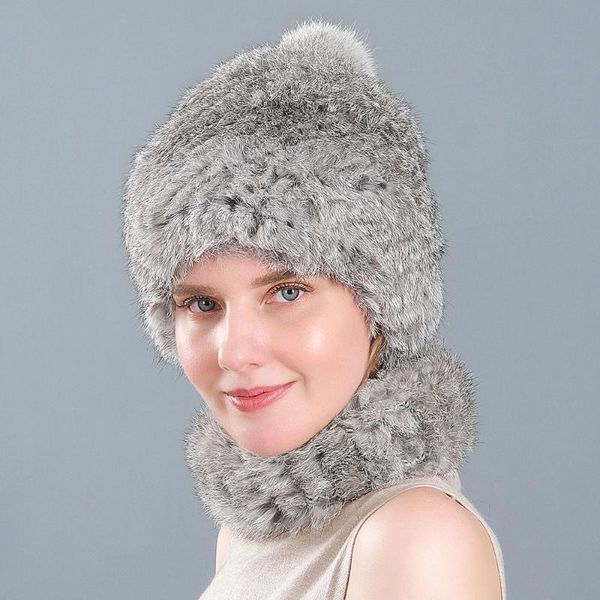 

fur hat female winter fashion korean fur scarf winter warm ball hat ear protection thick, Blue;gray
