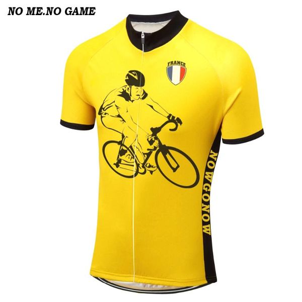 

racing jackets france men's short sleeve retro cycling jerseys mtb bicycle shirt wear yellow road bike clothes clothing, Black;red