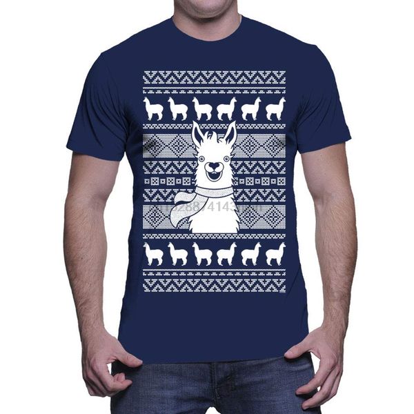 

new 2020 cotton men llama ugly christmas t-shirt short-sleeve t-shirt