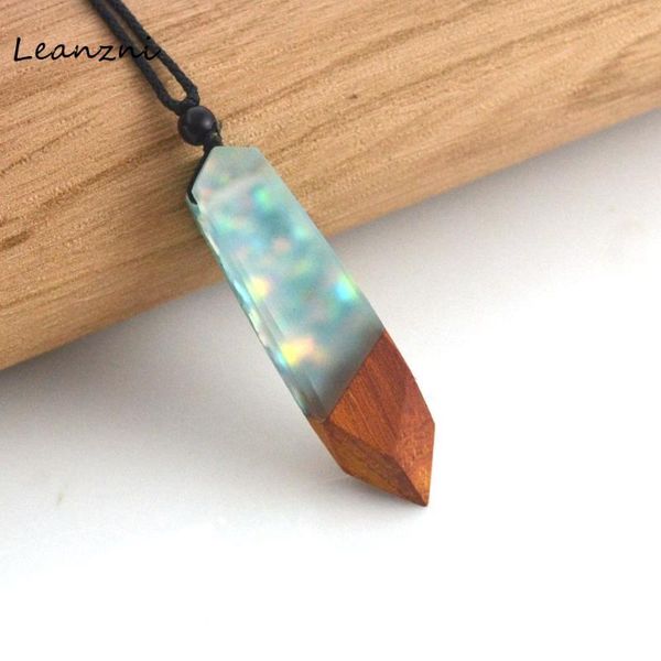 

leanzni made for women and necklace necklace and pendant chain, handmade jewelry resin wooden pendant necklace., Silver