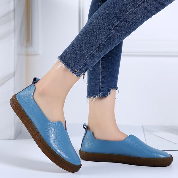 

casual loafers ladies shoes comfortable flats ladies shoes tenis feminino plus size genuine leather woman ballet flats, Black