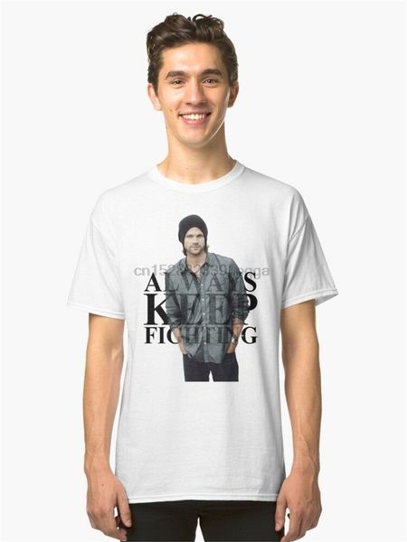 

always keep fighting supernatural sam winchester white t-shirt s-3xl slogans customized tee shirt