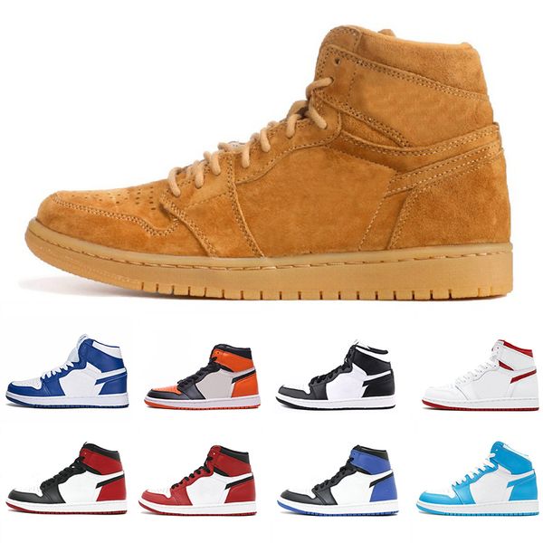 

new arrival og men unc wheat black toe metallc red 1s sneakers shadow mens bred banned camo chicago blue outdoor trainers basketball shoes