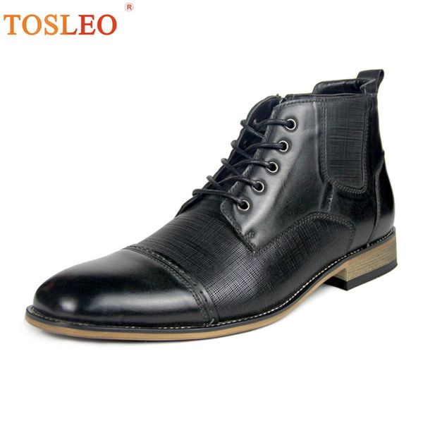 

boots 39-47 genuine leather men winter work shoes safety, Black