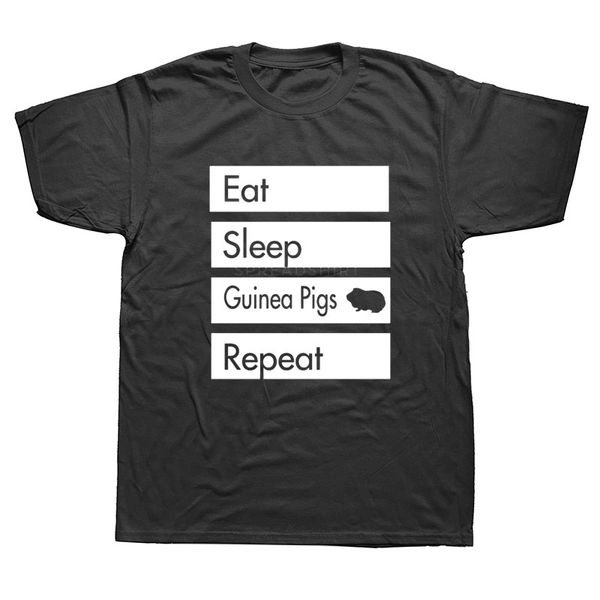 

funny eat sleep guinea pig graphic t-shirt mens summer style fashion short sleeves oversized streetwear t shirts