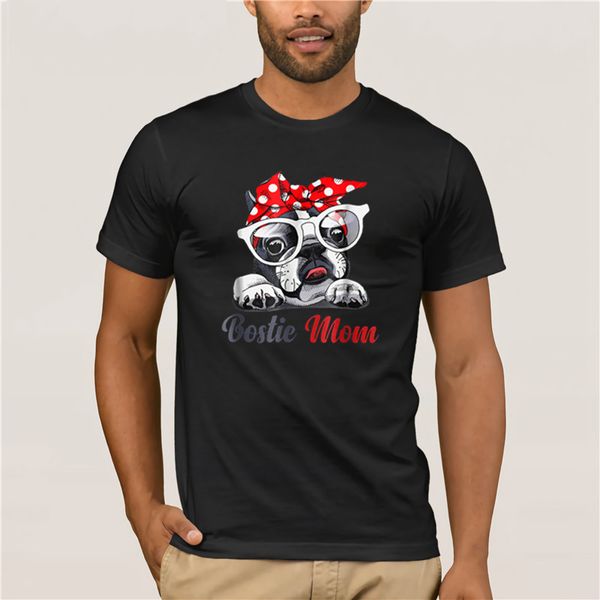 

100% cotton new men shirt bostie mom fashion summer t shirt mens short sleeve boston terrier gift for women