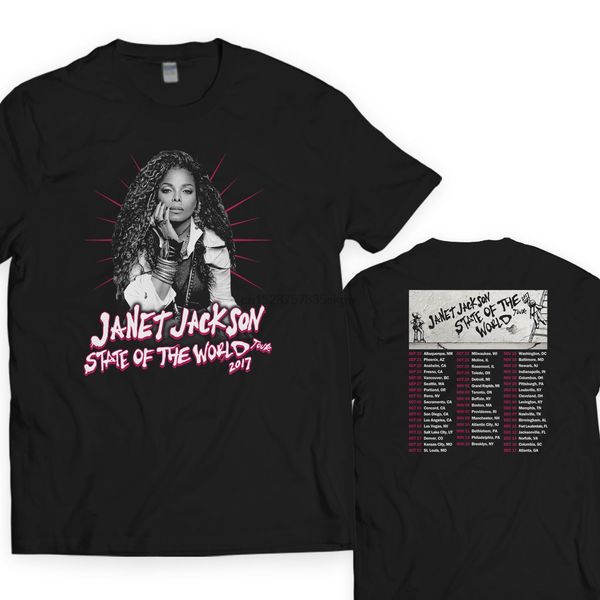 

limited janet jackson state of the world live tour black t-shirt size s-3xl fashion summer tee