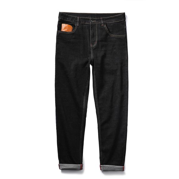 

men's jeans arrival fahsion super large elastic straight black men blue casual full length plus size 30 31 32 343536384042444648