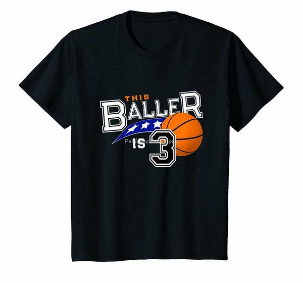 

men cotton t-shirt male tee-shirt 3rd birthday this baller is 3 basketball shirt party gift tee shirt