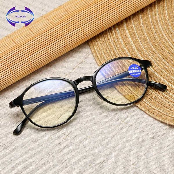 

vcka tr90 round reading glasses men anti blue rays presbyopia eyeglasses antifatigue women computer eyewear with +1.0 to+4.0, White;black