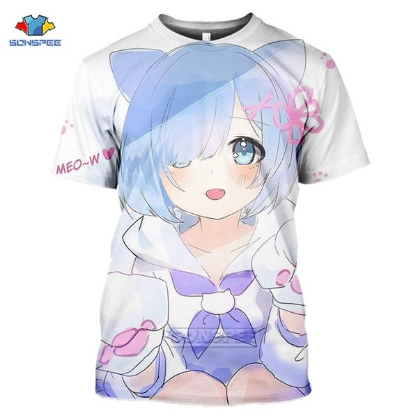 

anime loli game summer re zero rem homme 3d print shirts aesthetic hippie horror men clothing