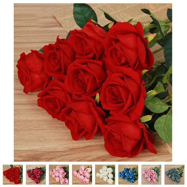 

8cm new colorful flannel rose flowers bride bouquet home wedding decor scrapbooking diy supplies home decor
