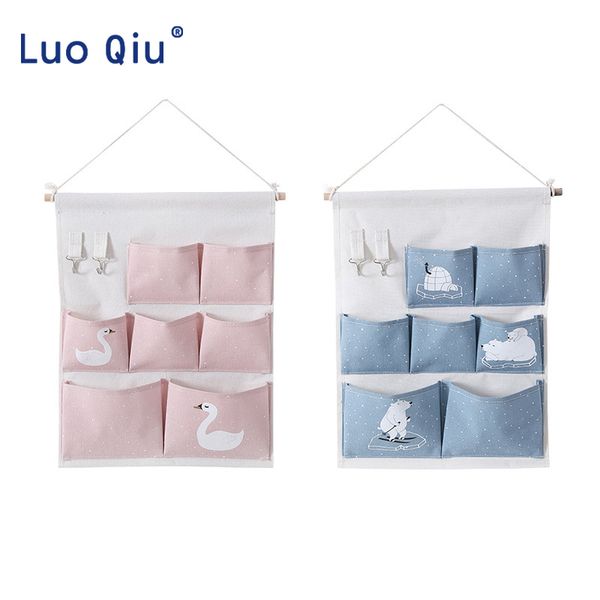 

fabric storage bag wall hanging type cute large-capacity household dormitory door and sundries receiving hanging bag