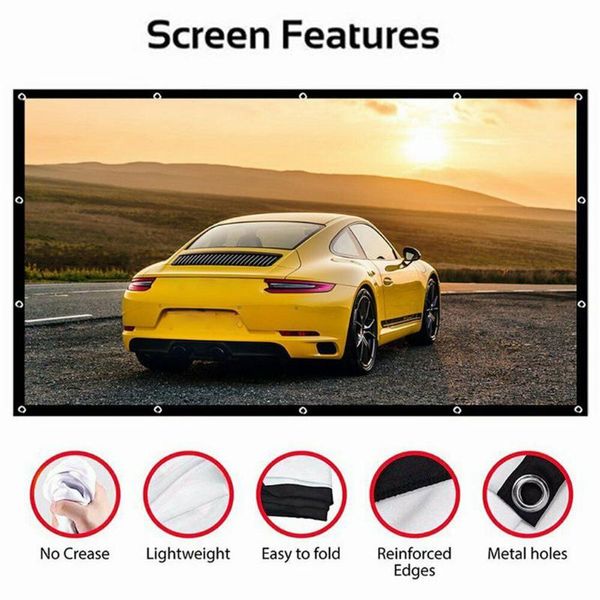 

projection screens 2021 3d hd foldable 100/120inch projector screen 4:3 anti-crease movies for home outdoor canvas