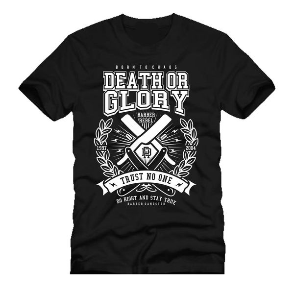 

summer 2019 100% cotton printed pure cotton men's death or glory barber rebel gangster shop pole mashup dtg mens retro t shirts