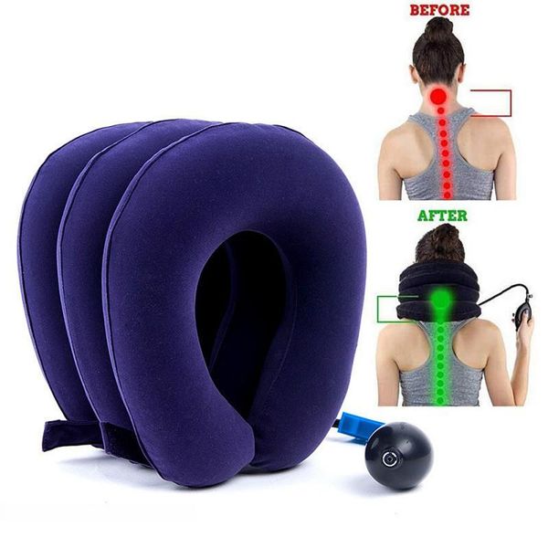

soft u neck pillow air inflatable pillow cushion cervical brace neck shoulder pain relax support massager pillow device traction
