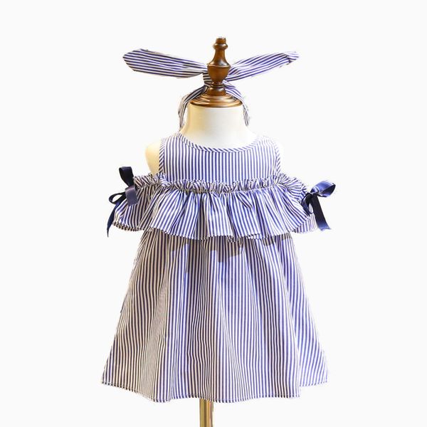 

summer girl dress ruffles off shoulder children blue striped kids es for girls fashion clothing, Red;yellow