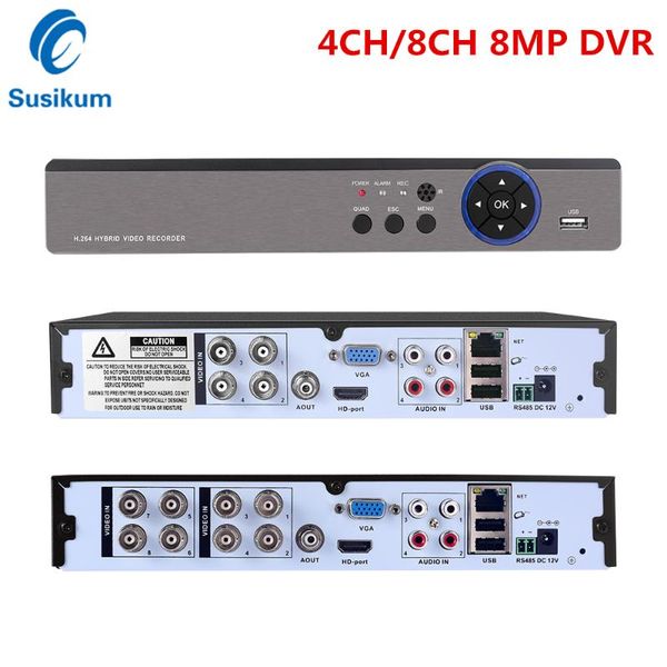 

4ch 8ch 8mp 4k dvr hybord nvr xmeye приложение металлический корпус 8megapixel ahd видео рекордер поддержка rs485, Black;white